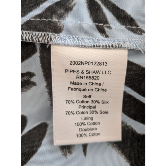 Women's Veronica Beard Mini Shirt Dress Size 8 Blue Black Leaf Print - Picture 9 of 12